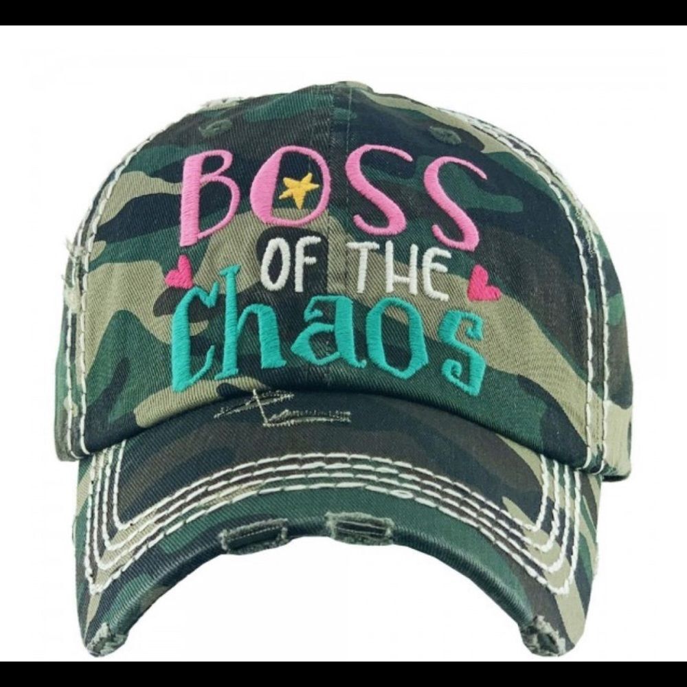 “Boss of Chaos” Camo hat NWT